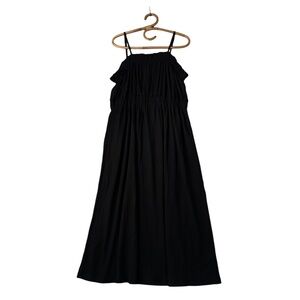 H&M | Black Crinkle Midi‎ Dress Size L